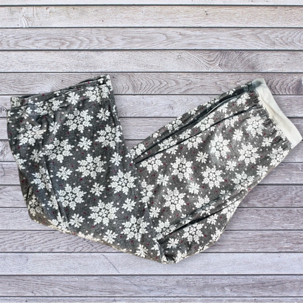 Nautica snowflake gray, white band fleece pj pants xl